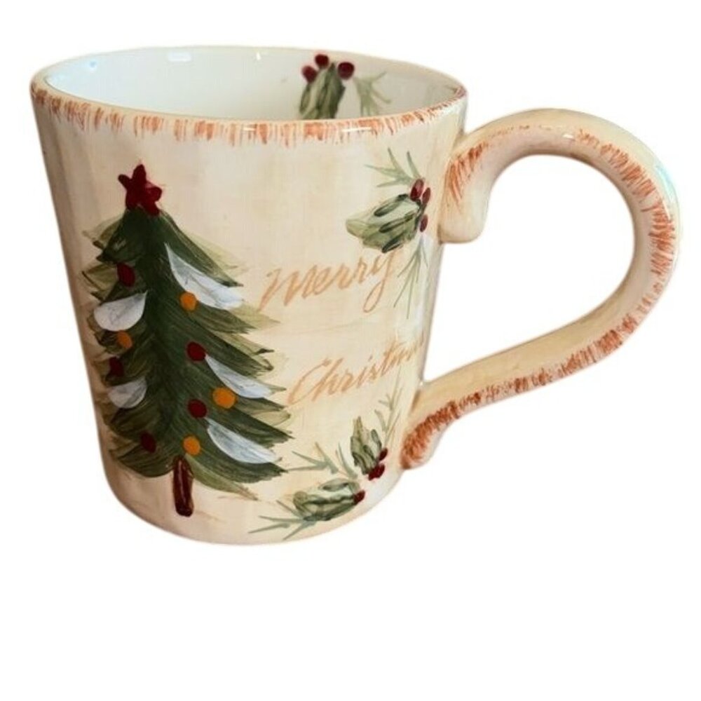 Hand-Painted Christmas Tree Mug With Festive Design